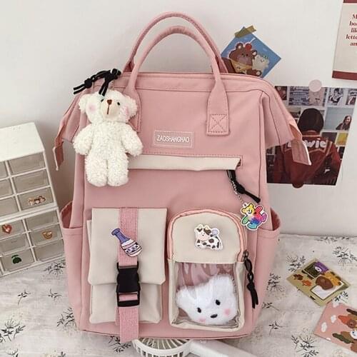 2021 Preppy Backpack Women Waterproof Candy Color Backpacks Fancy High School Bags for Teenage Girl Cute korean style Travel bag