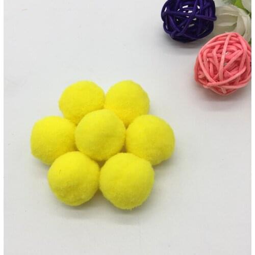 30pcs 1" 25mm Yellow Pompom Fur Craft DIY Soft Pom Poms For Children Toys Cellphone Wedding Home Decoration Accessories