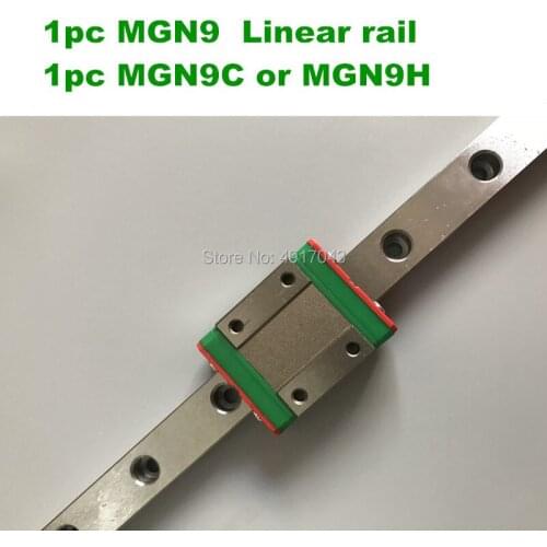 9mm Linear Guide MGN9 100 200 250 300 350 400 450 500 550 600 mm linear rail + MGN9C or MGN9H linear carriage CNC parts
