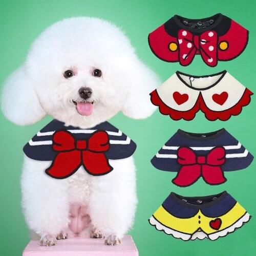 Pet Accessories Saliva Towel Cat Dog Lovely Teddy Bib Triangle Scarf Puppy Kitten Bow Tie Pet Cartoon Collar Mascot Pet Supplies
