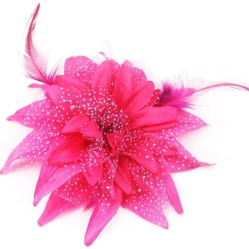 New Fashion Cloth Art Feather Brooch Handmade Fabric Flower Corsage Lapel Pins and Brooches for Women Jewelry Accessories