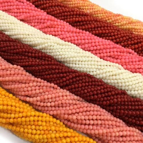 Natural Stone Coral Beads Round Loose Beads Isolation Beads for Jewelry Making DIY for Bracelet Necklace Accessorie