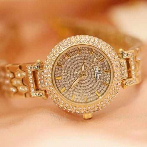 BS New Full Diamond Womens Watch Crystal Ladies Bracelet Wrist Watches Clock relojes Quartz ladies watches for womenFA148035