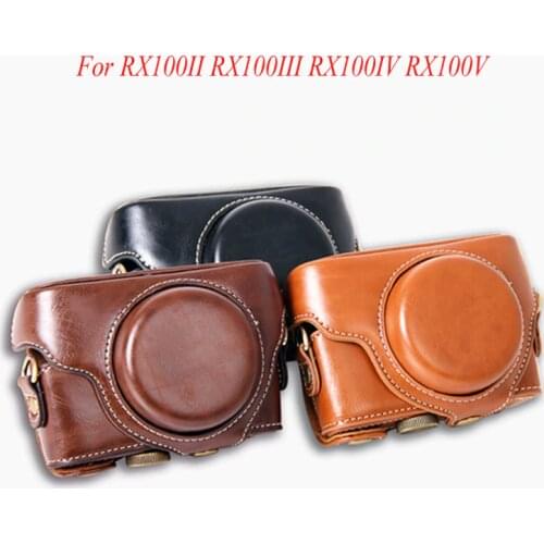 High quality PU Leather Case for Sony RX100V RX100II RX100M2 RX100 III IV M3 M4 M5 Camera cover protective bag with Strap