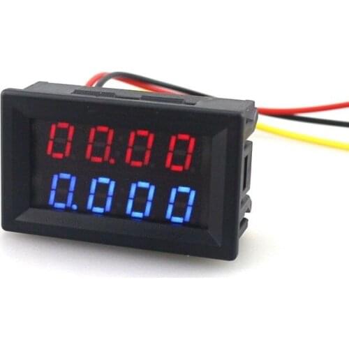 Digital DC Voltmeter Ammeter 4 Bit 5 Wires DC 200V 10A Voltage Current Meter Power Supply Red Blue LED Dual Display