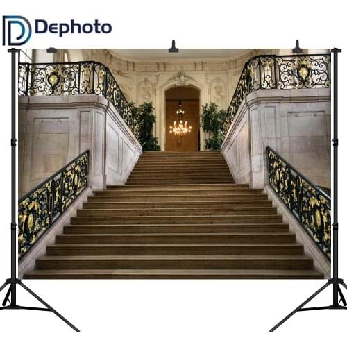 Dephoto Backgrounds Filming Luxurious Elegant Power Supply Chandelier Backdrop Photography Stairs Wedding Studio Photocall