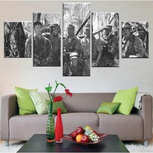 Home Wall Art Pictures Decor Modern HD Printed Predator Poster Frame 5 Panel Retro Crew Movie Character Canvas Painting