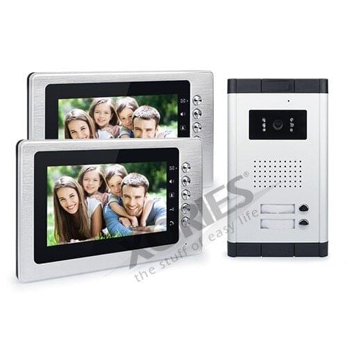 HOMSECUR Apartment 2 Units Video Door Phone 2-Way Intercom System Night Vision 7" Monitor XC061-2+XM705