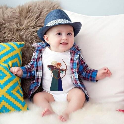 Frozen Princess Printed Baby Boys Girls White Sleepers Newborn Babies Sleepwear Infant Short Sleeve 0 3 6 9 12 Months Bodysuits
