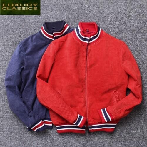 Jacket Natural Genuine Leather Men Spring Autumn 100% Real Sheepskin Coat Man Streetwear Moto Biker Bomber Jackets 1711