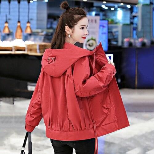 Korean Style College Style Short Jacket Women 2021 New Retro Casual Hooded Zipper Cardigan Jacket Autumn Clothes Women e519