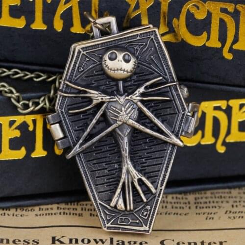 Quartz Pocket Watch Women Movie Theme Skull Men Fob Watch Necklace Mens Womens Gifts