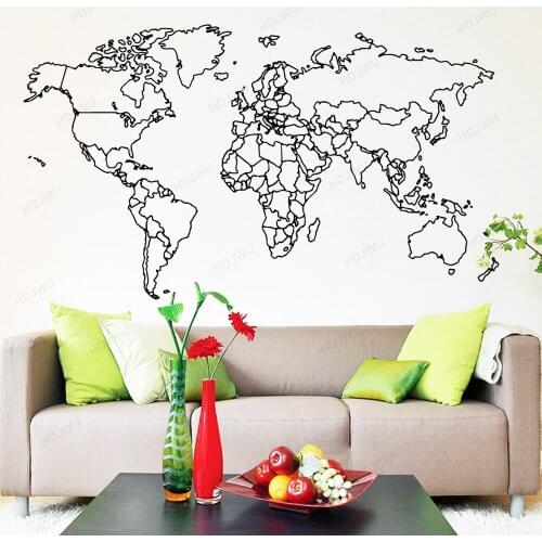 Hot World Map Wall Sticker For Bedroom Decor Kids Rooms Home Decoration Living Room Vinyl Art Decal Wall Paper Murals WU156