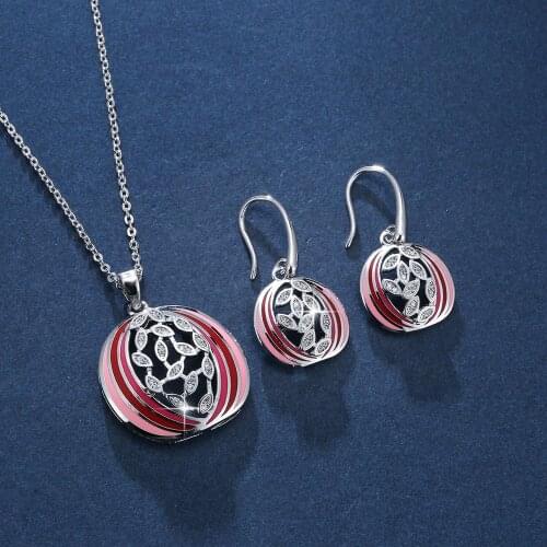 Lingmei Wholesale Womens Fashion Jewelry Sets Wedding Band Silver Color & Yellow Gold Color Pendant Necklace Earrings Elegant