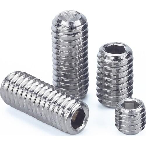 M10 304 Stainless Steel Screws Cup Point Grub Screws Metric Thread Hexagon Socket Set Screws Headless Length 6-20mm