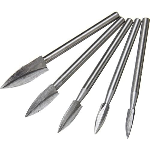 5pcs Wood Carving Rotary Drill Bit Set High Speed Steel Cutting Tools Compatible With Most Die Grinders And Rotary Tools