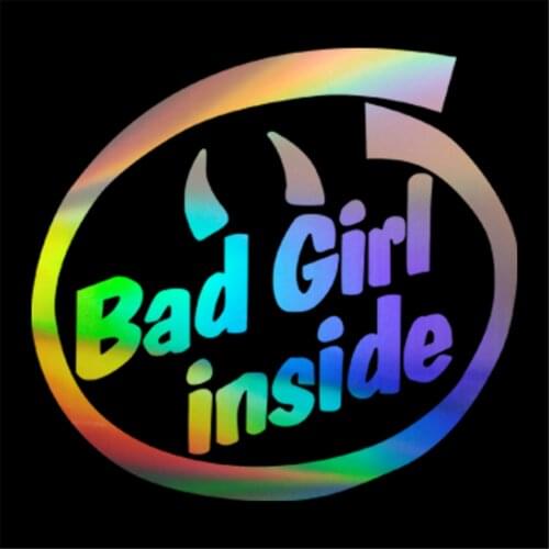 Funny Bad Girl Inside Sticker Car Van Window Door Wall Bumper Laptop Vinyl Decal