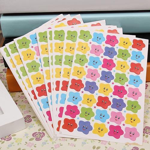 10 Sheets Smile Stars Decal School Children Kids Teacher Label-Reward DIY Sticker Albums Scrapbook Decorative Classic Toys
