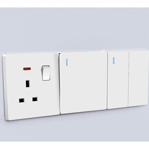 UK Standard White Wall Switch Wall Socket 1Gang 2Gang 3Gang 4Gang 1Way 2Way TV Computer Doorbell CAT6 Computer Socket