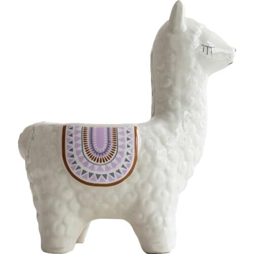 Desktop Decoration Vase Creative Cute Alpaca Ceramic Flower Plant Pot Office Decor Water Storage Plant Gardening Planting W3JE