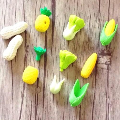 60pcs/lot New Vegetables cabbage Pineapple Corn Peanut Rubber Eraser School Office Erase Supplies Kids Gifts Free Shipping
