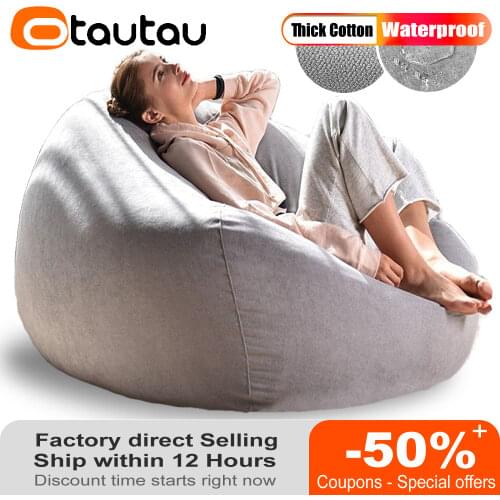 Big XXL Thicken Soft Sofa Cover Cotton Linen Bean Bag Chair Pouf Ottoman Beanbag Futon Puff Relax Lounge Recliner Seat Couch