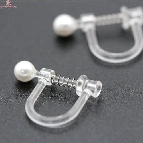 20PCS 11x14.5MM Plastic Transparent White Earrings Hoop Earring Clip High Quality DIY Jewelry Making Findings