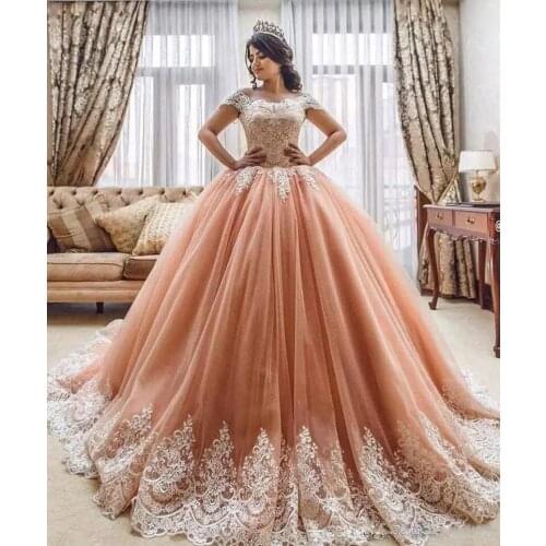 Glamorous Arabia Princess Quinceanera Dress Off Shoulder Lace Applique Short Sleeve Fluffy Tulle Ball Gown vestidos de fiesta