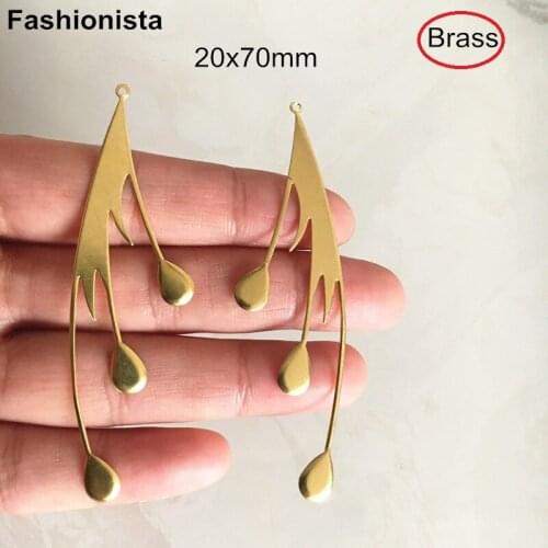 6 Pairs(12 pcs) - Brass Cutting Feather Charms 20x70mm Metal Filigrees Jewelry-accessories DIY Earrings Supplies -A