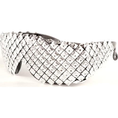 Rivet Punk Rocker Large Shield Spike Fashion Novelty Party Dance Sunglasses Wrap Around Goggles Gothic Hip Hop Party Men Eyewear