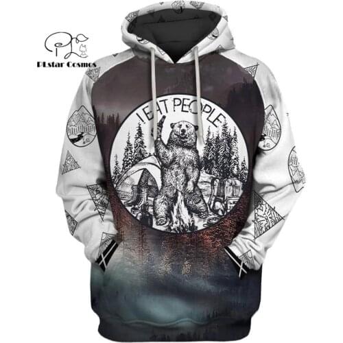 PLstar CosmosGo outside in the forest bear 3d hoodies/Sweatshirt Winter autumn Christmas Halloween cosplay streetwear