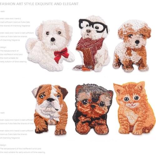 Iron On Embroidery Patches Cat Motif Applique Patch DIY Clothing Glasses Dog Cat Patch New