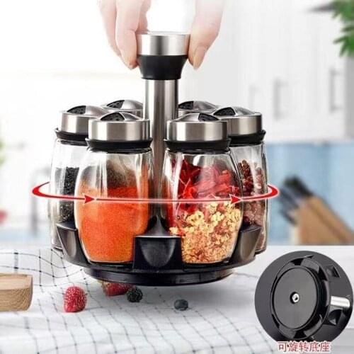 Kitchen Revolving Seasoning Storage Rack Seasoning Jar Set Storage Bottle Spices Pepper Sprays Bottles Kitchen Rack Organizer