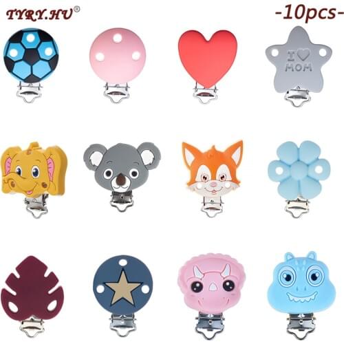 TYRY.HU 10pcs Pacifier Clips Flower Shaped Stainless Steel Clip Baby Nursing necklace Safe Toys Accessories DIY Nipple Clasps