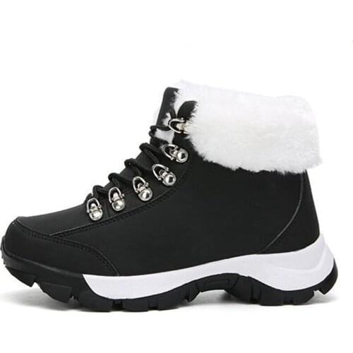 2020 Snow boots womens winter new style plus velvet thick fur one short boots ladies short velvet shoes high-top cotton shoes