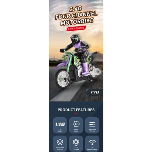 2.4G 1:18 RC Motorcycle 15KM/H Electric high speed car Remoteo Control Toys for Children