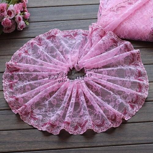 2yards/lot 20cm wide Embroidered Tulle Lace trim mesh lace trim ~Pink~beautiful