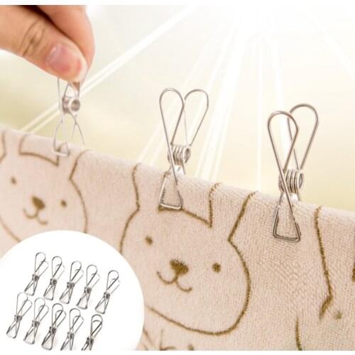 20pcs Multipurpose Stainless Steel Clips Clothes Pins Pegs Holders Clothing Clamps Sealing Clip Household Clothespin