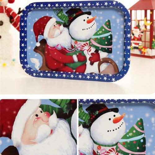 2020 Christmas Theme Fruit Serving Tray Wrought Iron Decorative Plate For Home Restaurant Banquet Xmas Table Decor