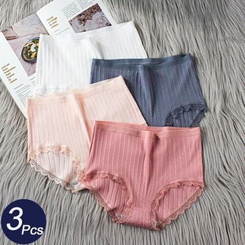 3Pcs/Lot Sexy Womens Cotton Panties Underwear Seamless Briefs High Waist Solid Fashion Female Comfort Breathable Lady Lingerie