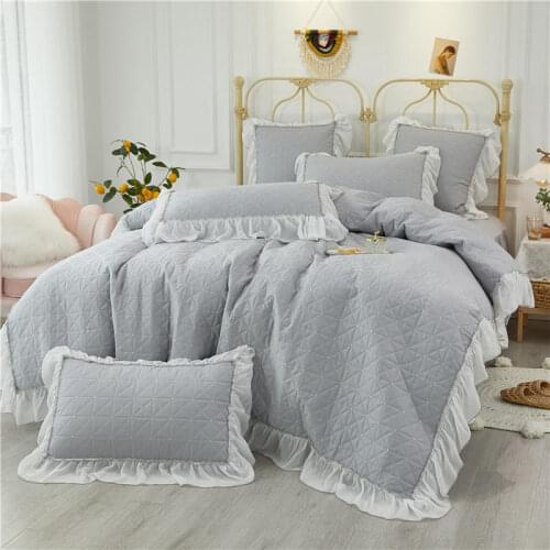 4Pcs All cotton quilting Princess style luxury bedding sets queen king size duvet cover set bed skirt set pillowcase bedclothes