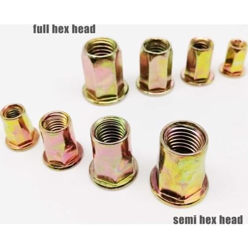 5/20pcs M4 M5 M6 M8 M10 M12 Carbon Steel Half Semi Hex Hexagon Flat Head Binding Rivet Nut Insert Rivnut Nutsert for Screw Bolt