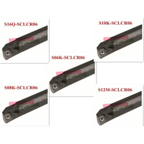 5PCS CCMT060204+5Pcs 6 8 10 12 16mm SCLCR Lathe Turning Holder Boring Bar Insert For Semi-finishing S06/S08/S10/S12/S16-SCLCR06