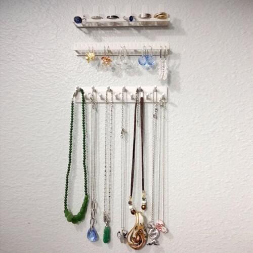 9pcs/set ABS White Jewelry Storage Hook Adhesive Jewelry Rack Sticky Hooks Wall Mount for Earring Necklace Hanger Hanging