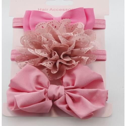 Girls hair accessories 3Pcs Kids Elastic Floral Headband Hair Girls baby Bowknot Elastic bands Headwear Hairband Set