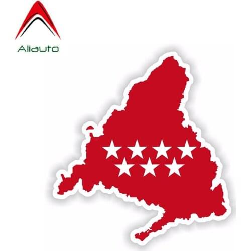 Aliauto Personality Madrid of Spain Flag Decal Sunscreen Waterproof Reflective Car Sticker Accessories Vinyl for KIA,13cm*12cm