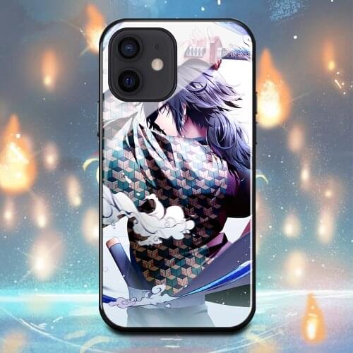 Anime Demon Slayer Tomioka Giyuu Phone Case For Iphone 11 11Pro 12Pro 12Mini 6s 7 8 Plus X XR XS Max Tempered glass shell Cover