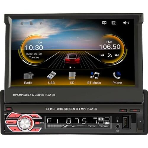 1Din Car Stereo Radio GPS 7 Inch HD Retractable Screen MP5 Player Bluetooth Autoradio Mirror Link Radios Tape Recorder