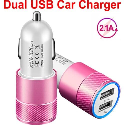 3 Color Car Charger Adapter for Phones Dual USB Cigarette Lighter Socket Car Charger for iPhone Samsung Xiaomi