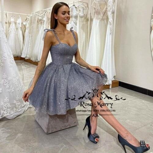 Sparkly Sequins Short Prom Dresses 2021 A Line Plus Size Knee Length Cheap Graduation Formal Evening Party Gowns For Girls